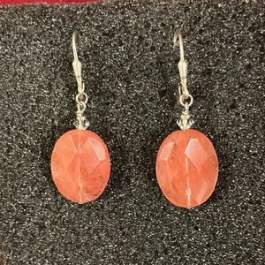 Elegant Silver and Orange Earrings